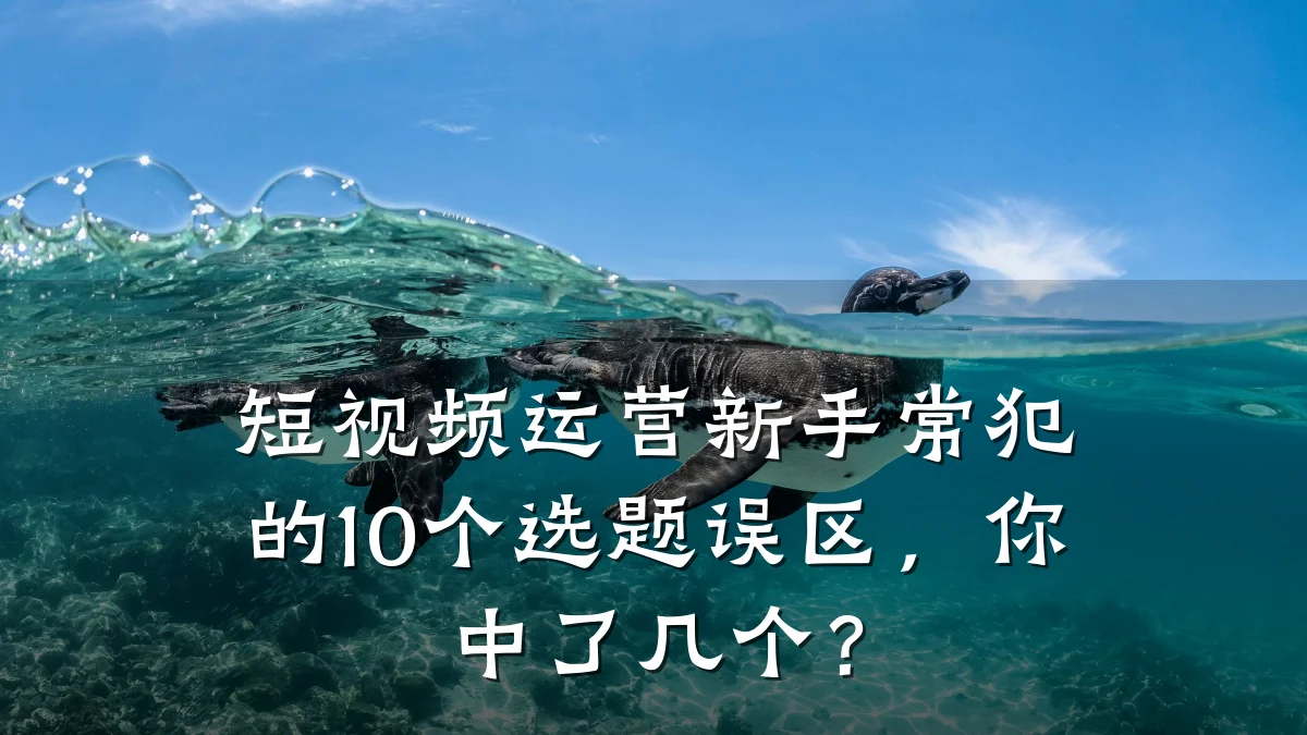 短视频运营新手常犯的10个选题误区，你中了几个？